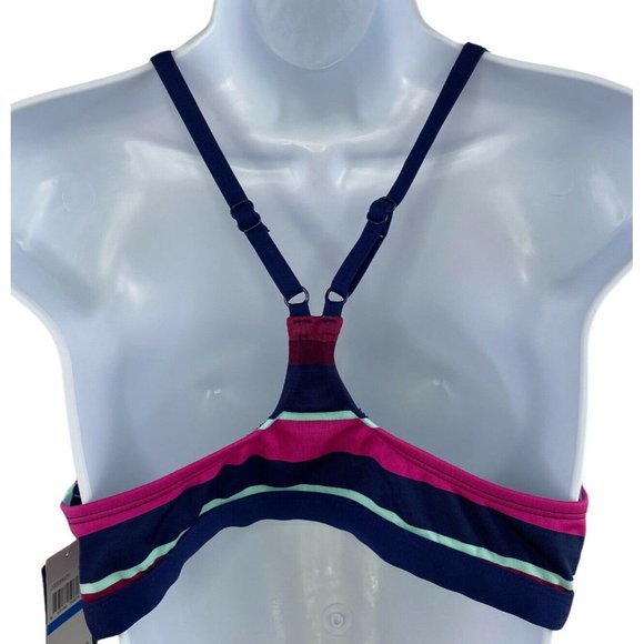 JAG Women’s Bikini Swim Top Rugby Stripe Criss Cross Back Very Berry XL -NWT $78 - Picture 6 of 9